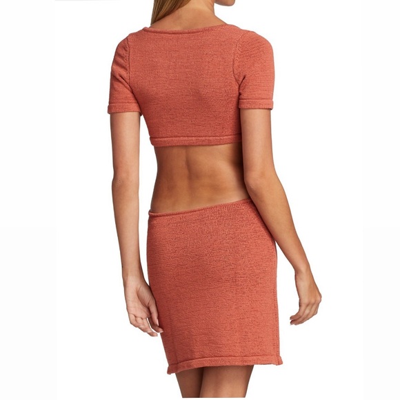 Cult Gaia Orange Billie Knit Side Cutout Short Casual Dress - Picture 5 of 16